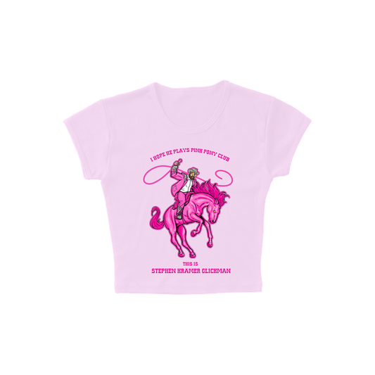 PONY CROPPED BABY TEE - LIGHT PINK