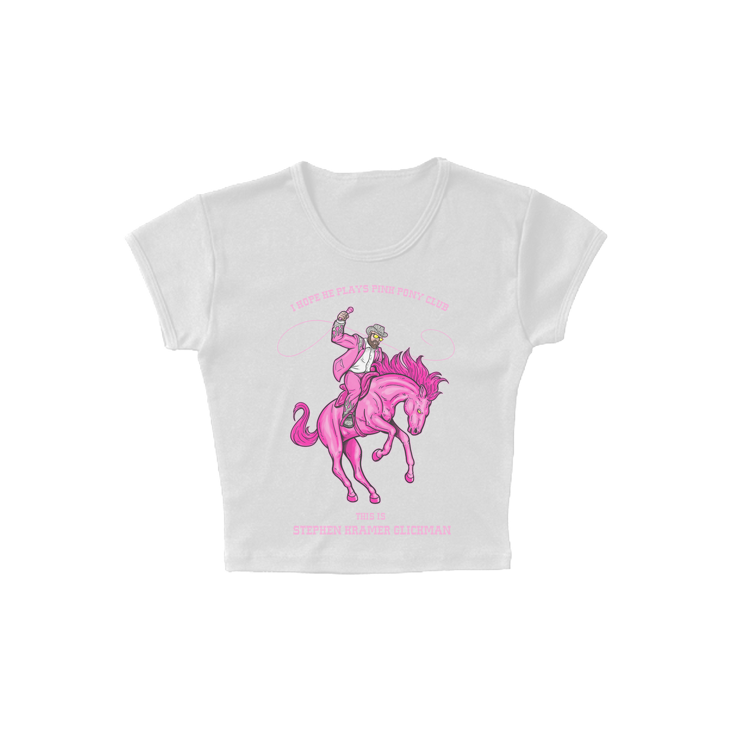 PONY CROPPED BABY TEE - WHITE